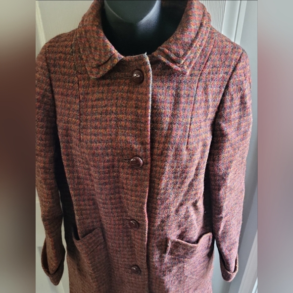 Harris Tweed women's coat jacket multicolor 100% Virgin Scottish Wool L - Picture 2 of 12